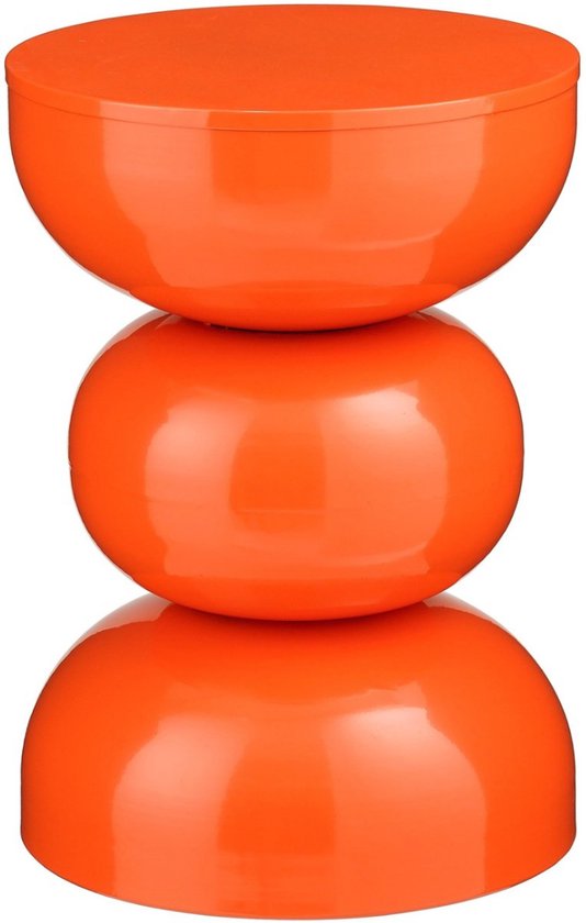 Mica Decorations Luna Tafel - Bijzettafel met Open Rond Design van Stevig IJzer - Salontafel Minimalistisch Voor Binnen - Nachtkastje Voor Kleine Ruimtes - H46 x Ø32 cm - Oranje