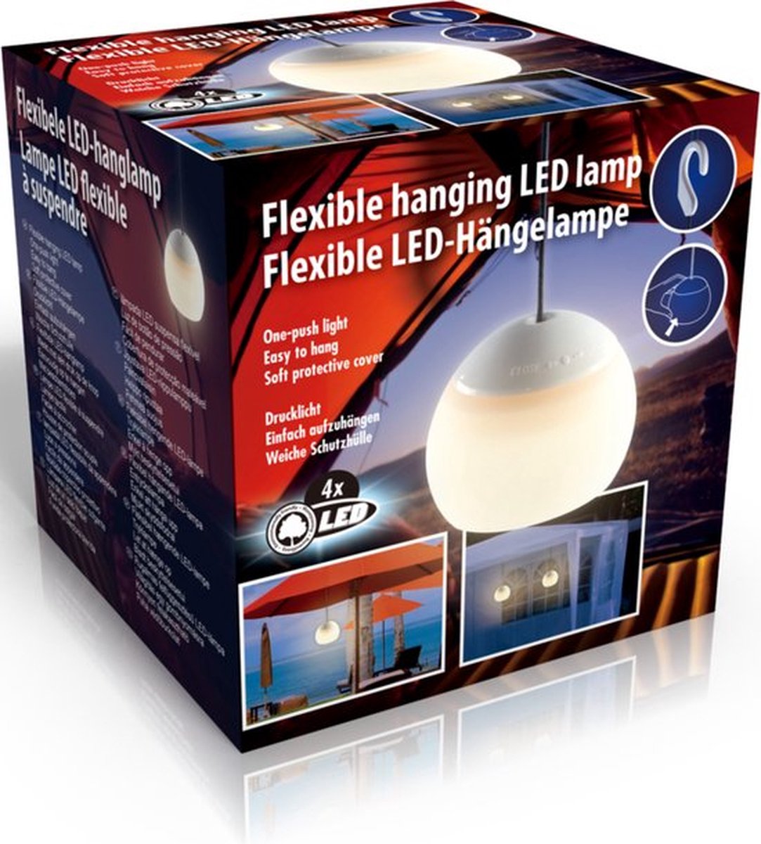 LED Hanglamp - Bol - 4 LED - Silicone - wit