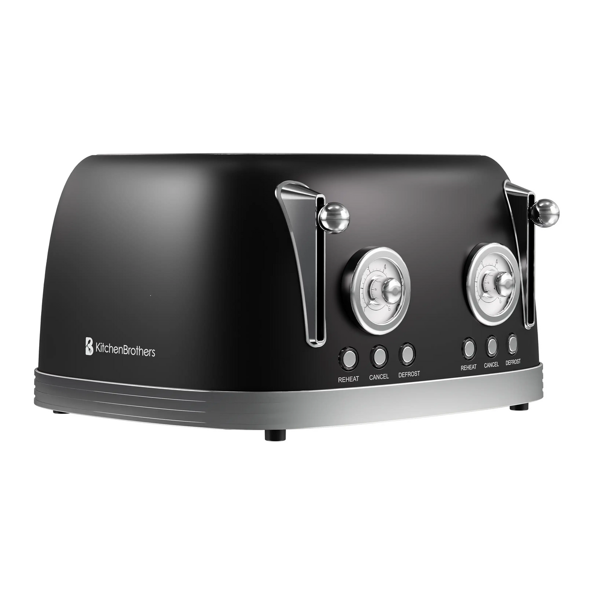 KitchenBrothers Retro Broodrooster 4 Sleuven – Mat Zwart – 6 Bruiningsstanden