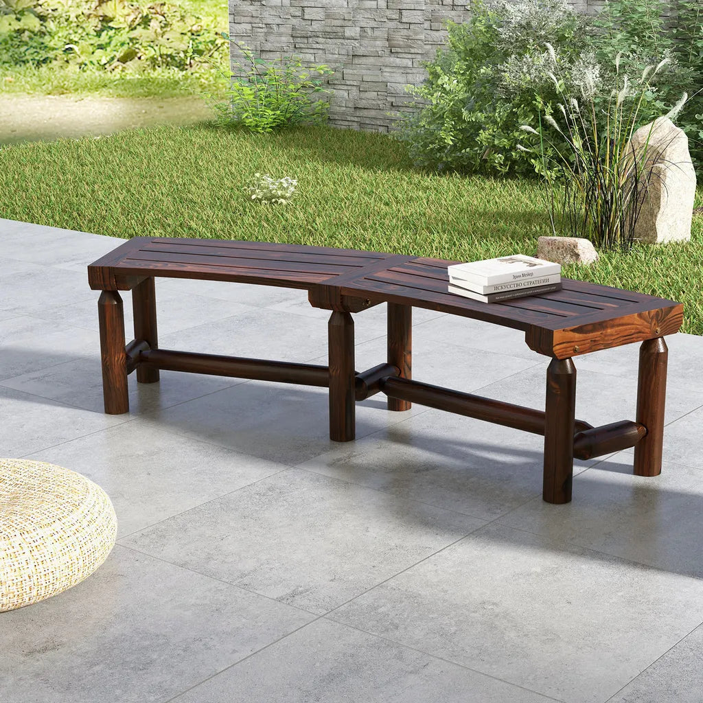 Coast Tuinbank 2-3 Persoons - Gebogen - Hout - Weerbestendig - Verstevigd - 139 x 36 x 41 cm - Bruin