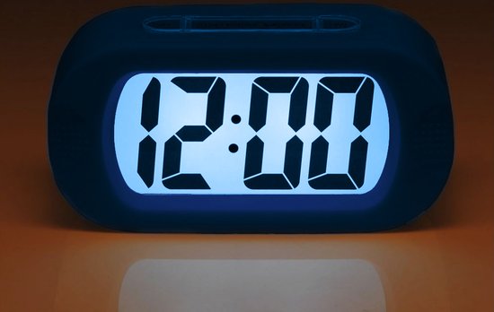 JAP AP17 digitale wekker - Stevige alarmklok - Met snooze en verlichtingsfunctie - Beschermhoes van rubber - Blauw