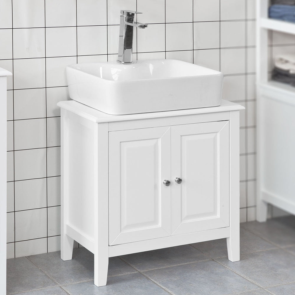SoBuy FRG202-W Wastafel Kast Wit - 2 Deuren - 70x38x20 cm