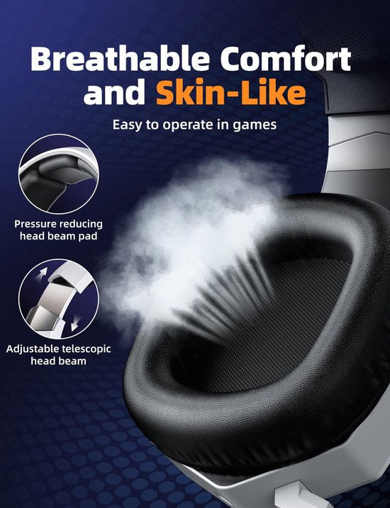 Onikuma GT806 Headset - Bedraad - draadloos  - Hoofdband - Gamen - Bluetooth - Wit