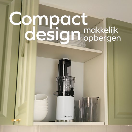KitchenBrothers Slowjuicer - Verticaal - Juicer - Groenten en Fruitpers - 80 mm - 750 ml - Pearl White / Wit