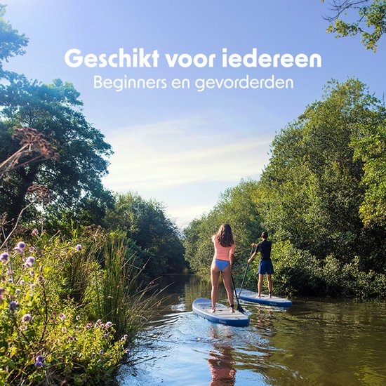 LifeGoods PaddlePro SUP Board - Opblaasbaar Paddle Board - Compleet Set - Max. 150KG - 320x81cm - Blauw