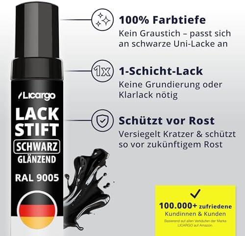 LICARGO Lackstift Glanzend Zwart 12 ml - Hoge Dekking en Sneldrogend met Precisiekwast