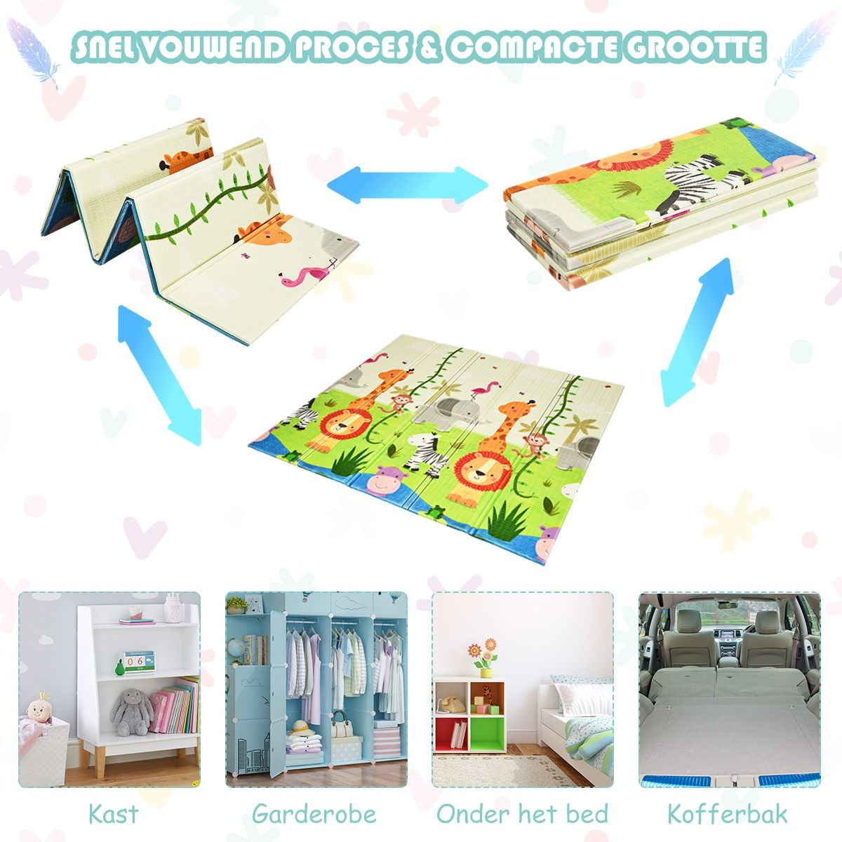Coast Baby Kruipmat Speelmat Opvouwbare Babymat Dubbelzijdige Speelmat Groen