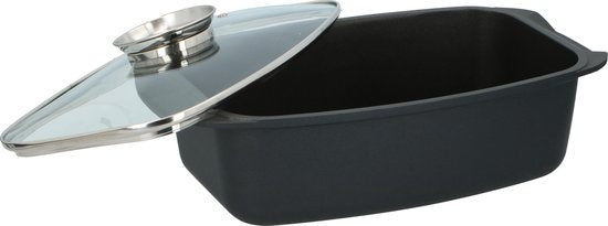 alpina Braadslede - Ovenschaal Rechthoekig - 39,5x22,5x10,8cm - 5.5L - RVS - Zwart