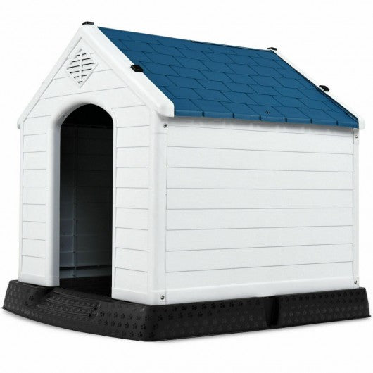 Coast Hondenhok Wit/Blauw – 87,7 x 78,5 x 81,5 cm – Waterdicht Kunststof Hondenhuis voor Binnen en Buiten