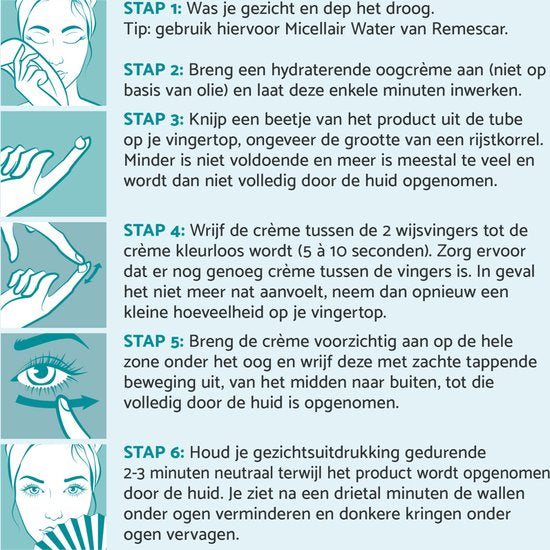 Remescar Wallen en Donkere Kringen - Oogcrème met anti-aging effect voor vrouwen, verwijdert wallen en donkere kringen in slechts 2 minuten, 8 ml voor maar liefst 180 applicaties