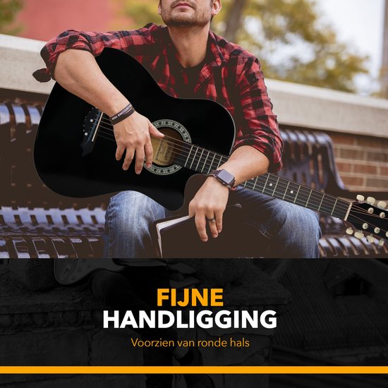 Finesse Akoestische Gitaar - met Videocursus - Western Gitaar - Gitaar Kind & Volwassenen - Zwart
