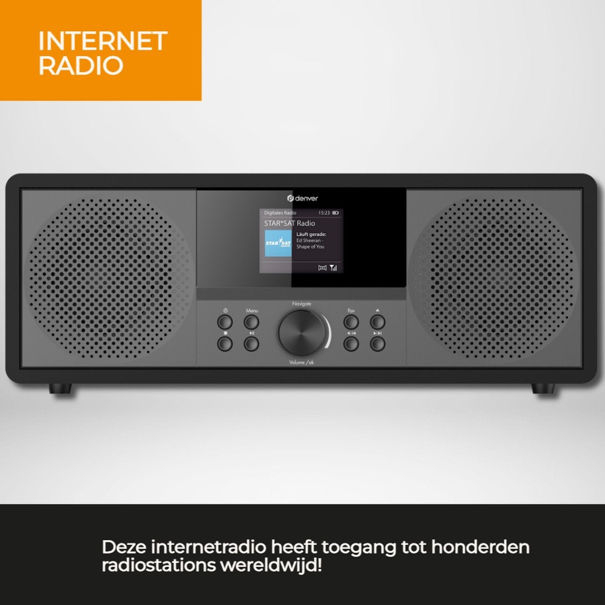 Denver - Internetradio & DAB+ Radio - MIR-270 - 2,4 inch Kleurenscherm - 200W Bluetooth & CD-speler - USB & AUX - Kunststof & Metaal - Zwart