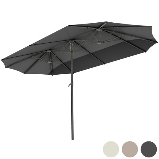 LifeGoods Dubbele Parasol - 270x460cm - Waterdicht - met Hoes - Donkergrijs