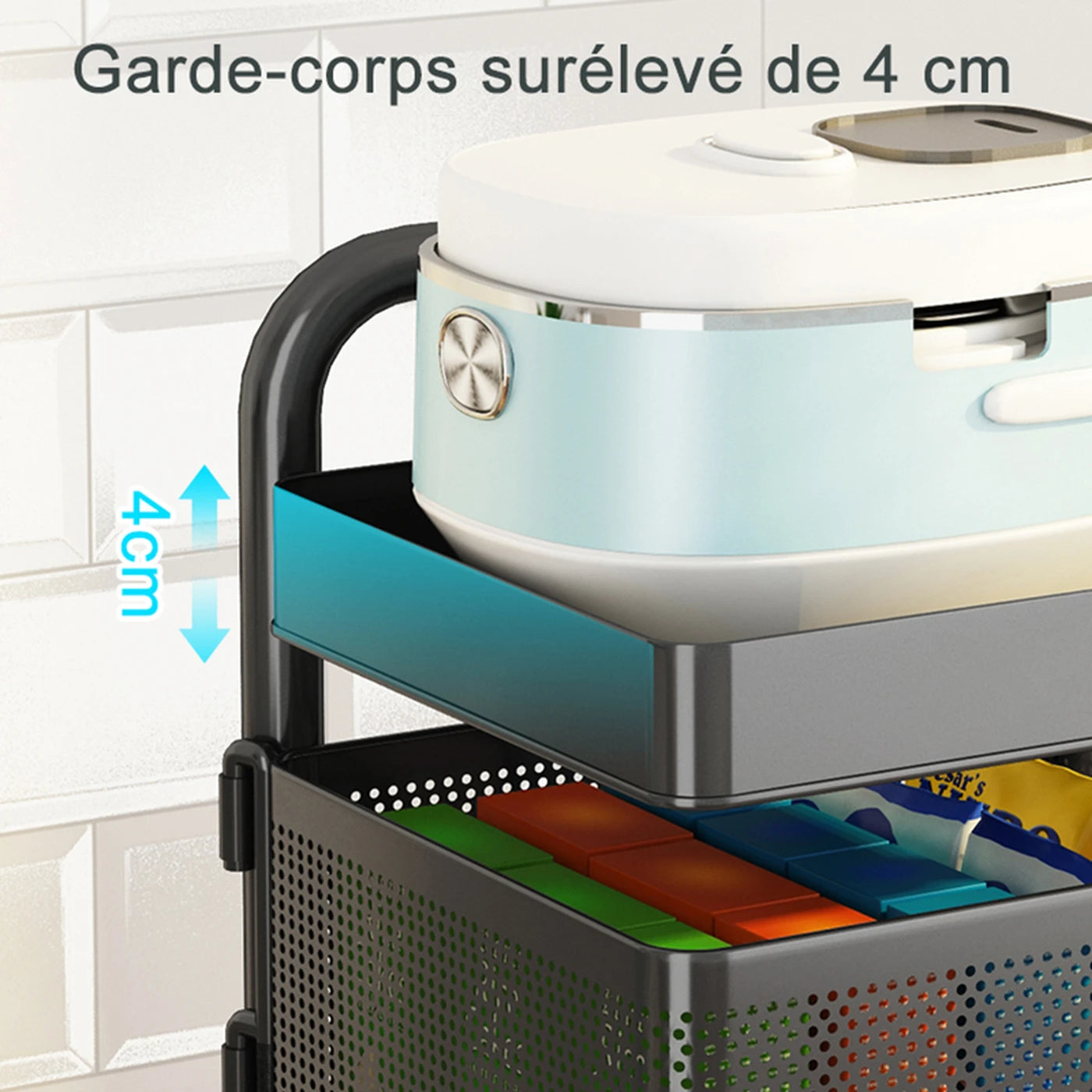 Maxcook Keukenrek Staande Trolley Draaibaar Opbergrek - 5 Lagen Kastplanken