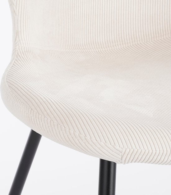 Mica Decorations Max Eetkamerstoel - Velvet  - Off White - Zithoogte 45 cm