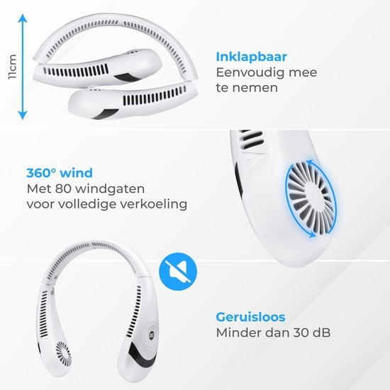 Nuvance - Nek Ventilator - Neck Fan - 3 Standen - Oplaadbare Nekventilator - Gezichtsventilator - Halsventilator