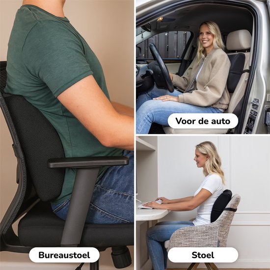 Alyze Ergonomische Rugkussen - Lendekussen Auto - Onderrug - Leeskussen - Traagschuim - Rugsteun Bed & Bank - Orthopedisch Steunkussen met Wasbare Hoes