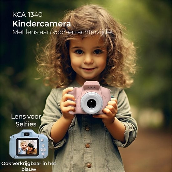Denver Kindercamera Full HD - Selfie Camera - 40MP - Digitale Camera Kinderen - Foto en Video - Spelletjes - KCA1340 - Roze
