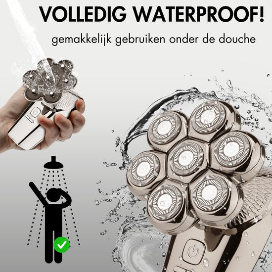 6-in-1 Scheerapparaat Mannen + Extra Scheerkop – Trimmer - Tondeuse - Sansbeauté® SkullSharp PRO MAX - Electric Face & Head Shaver - Skull Shaver - Hoofd Kaal Scheren – Nat & Droog - Elektrisch