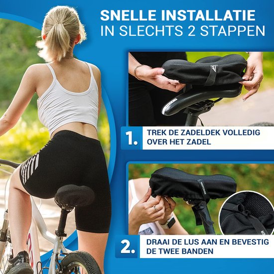 NEXTCOVER® NIEUW Universele gel zadelhoes fiets inclusief regenhoes [memory foam] - Zadelhoes waterdicht met meerlaagse vulling -Zadelhoes regen voor fietsstoeltje voor heren en dames - Slank