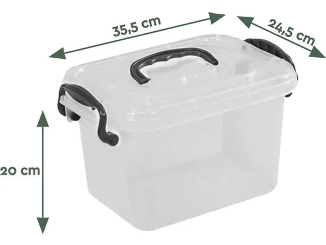 Brasq Opbergbox - 11 Liter - SB11 - 35,5 x 24,5 x 20 cm - Transparant - Stapelbaar - Per 3 Stuks