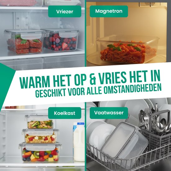 Strex Vershoudbakjes Met Deksel - Meal Prep Bakjes - Plastic Bakjes - 18 Delige set - BPA Vrije Diepvriesbakjes