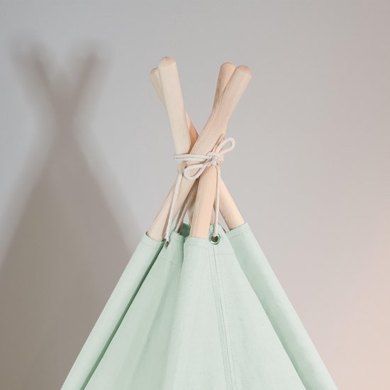 Sunny Alba Tipi Tent Pastel Groen - Wigwam Speeltent met ramen - 120x120x160cm - met Kussen kleed