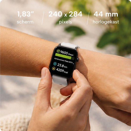 Smartwatch voor Dames en Heren - Stappenteller, Bloeddrukmeter en Hartslagmeter - Sporthorloge - Spatwaterdicht – Wit - BREND BR-2223