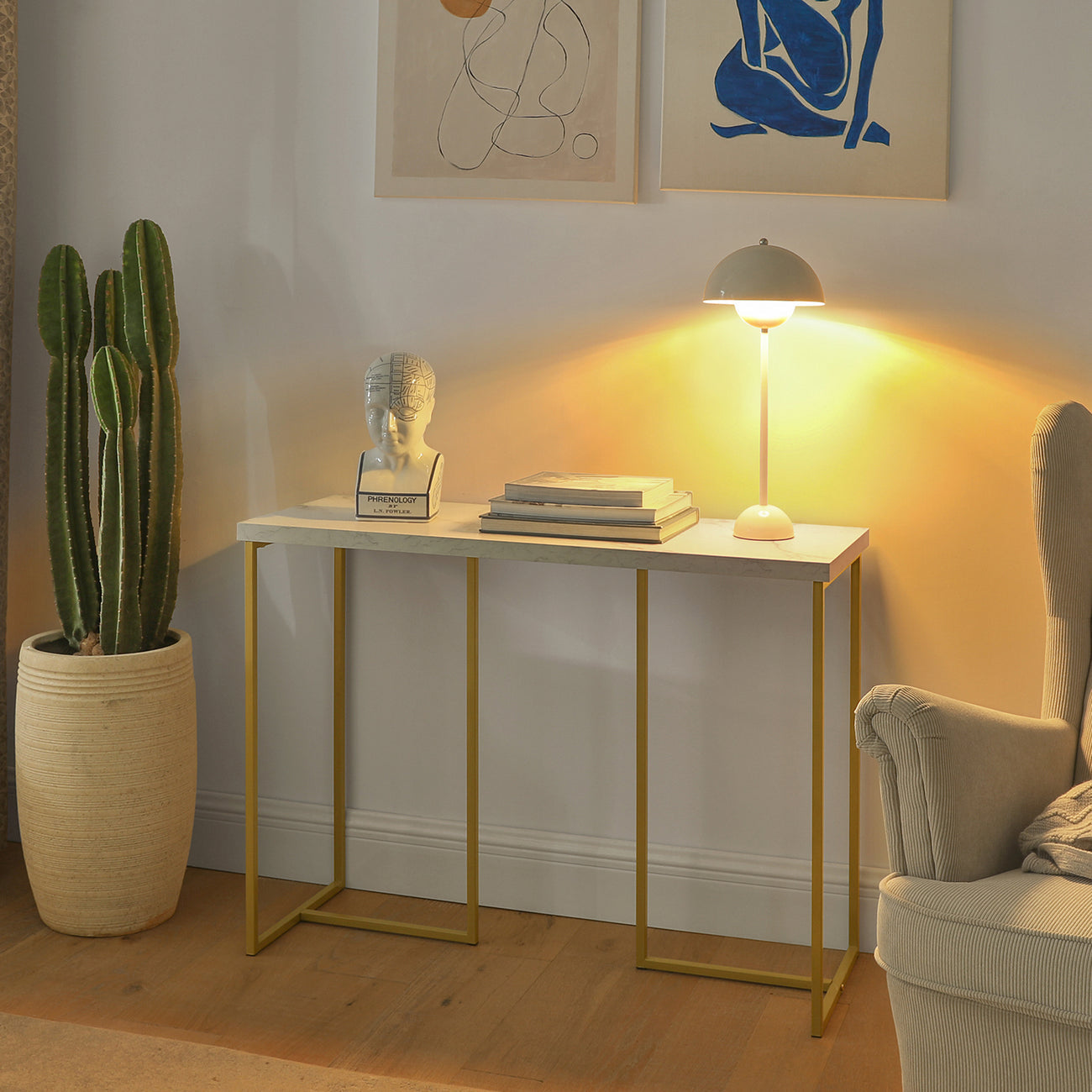 SoBuy Bijzettafel - Hoogwaardig - Ijzeren Frame -100 x 40 x 80 cm