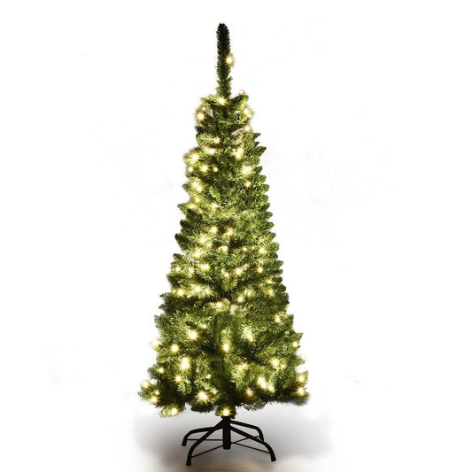 Coast Kunstkerstboom Smal - MET Warm Witte LED Verlichting - Groen - 135cm