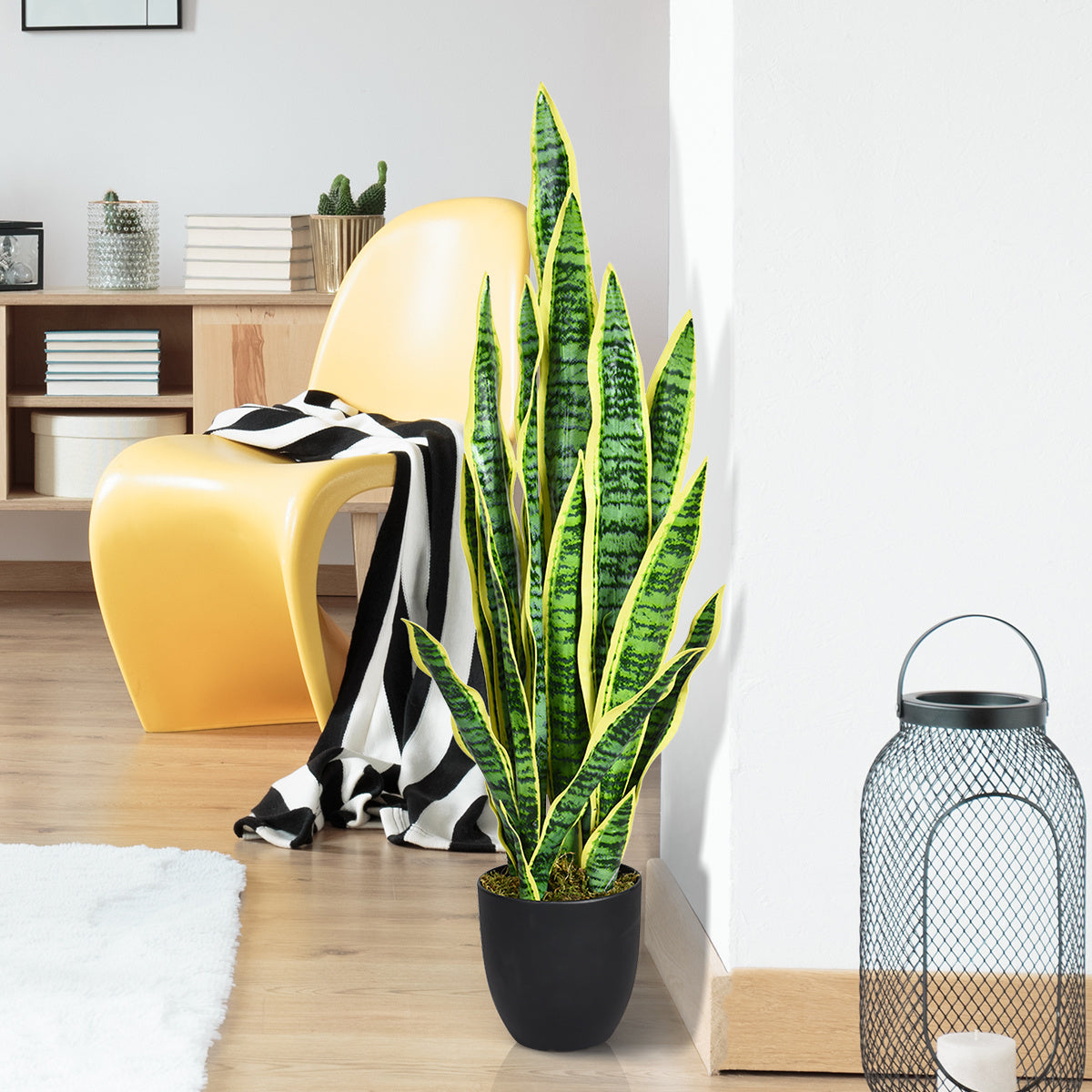 Coast Kunstplant Sansevieria Groen/Geel – 93 cm – Realistische Sierplant met Pot