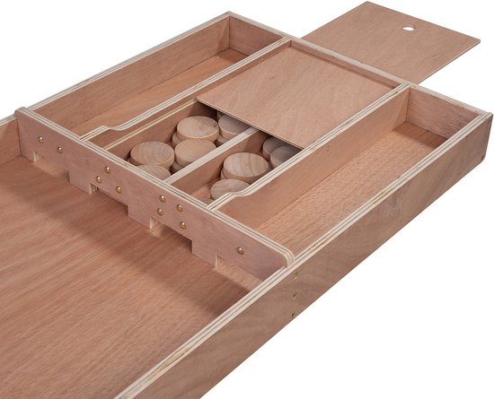 Sjoelbak Wedstrijd Hout 200 cm – Inclusief 30 Sjoelstenen – Houten Multiplex Shuffleboard voor Thuis & Recreatie – Gezelschapsspel – Longfield
