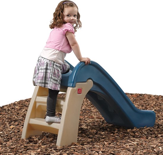 Step2 Play & Fold Jr. Glijbaan in blauw - Opvouwbare glijbaan voor peuter / kind van 1,5 tot 4 jaar - Plastic kinderglijbaan voor de tuin / buiten