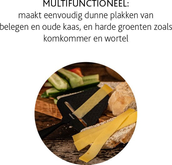 Boska Kaasschaaf Monaco+ Dark - Design kaasschaaf - Kaasschaaf voor harde kaas - Kaasschaaf donker - RVS - Vaatwasserbestendige kaasschaaf - Cadeautip - Keukengerei - Keuken accessoires - 10 jaar garantie