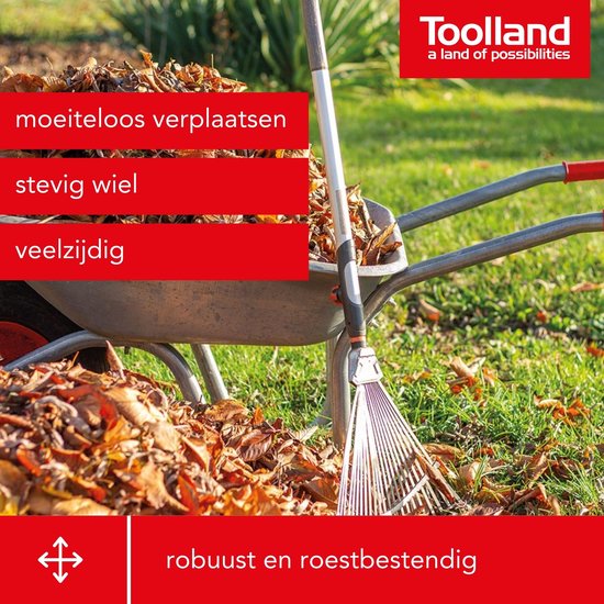 Toolland Kruiwagen, 85 liter, bouwpakket, ideaal voor het transport van uiteenlopende materialen, robuust en roestbestendig, eenvoudige montage, gegalvaniseerd staal, pneumatisch wiel, 12 kg