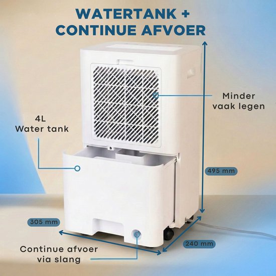 Aironex Luchtontvochtiger 20L per dag – Wasdroogfunctie – Tot 70 m² – Stil – Met App & Ionisator – Voor Kelder, Woonkamer, Slaapkamer & Badkamer – Dehumidifier