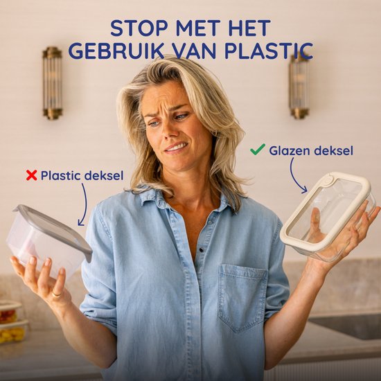 Safecourt vershoudbakjes - volledig van glas (100% micro-plastic vrij) - oven, vriezer, magnetron en vaatwasser - 5 delige set