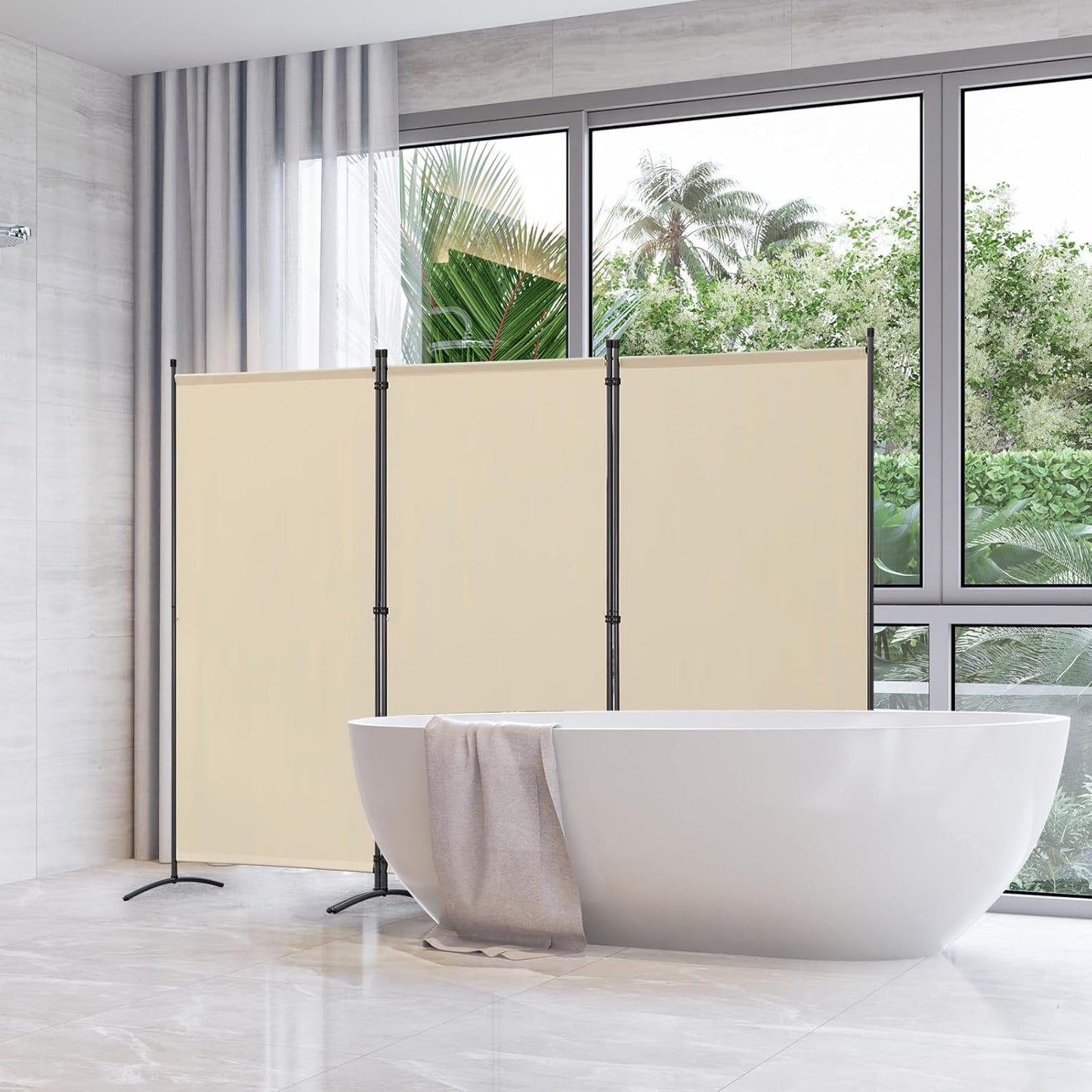 Angel Living Paravent - 3 panelen - opvouwbaar - 243 x 180 cm - beige