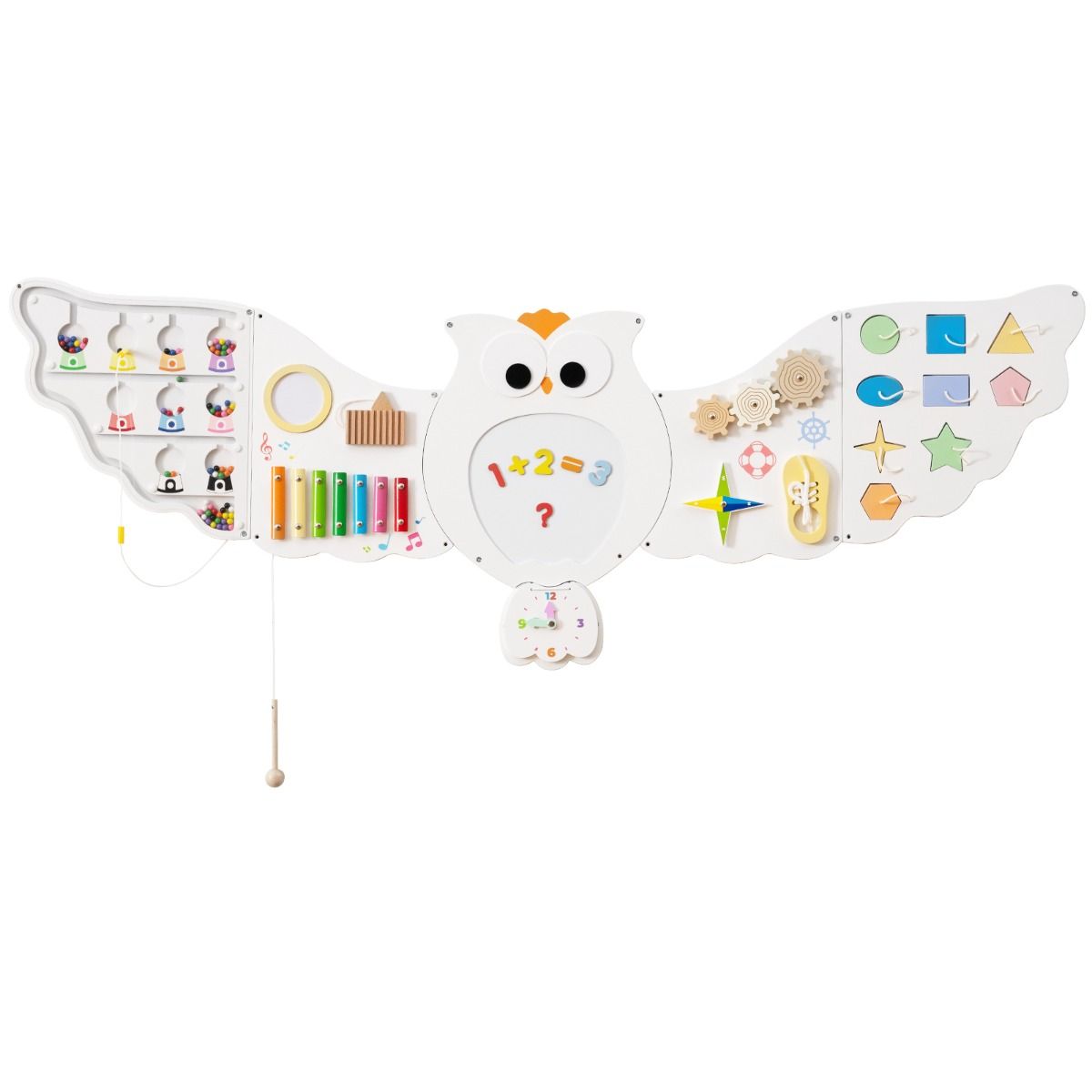 Coast Wandactiviteitenbord Uil - 11-in-1 educatief activiteitenbord - Montessori speelgoed - wit