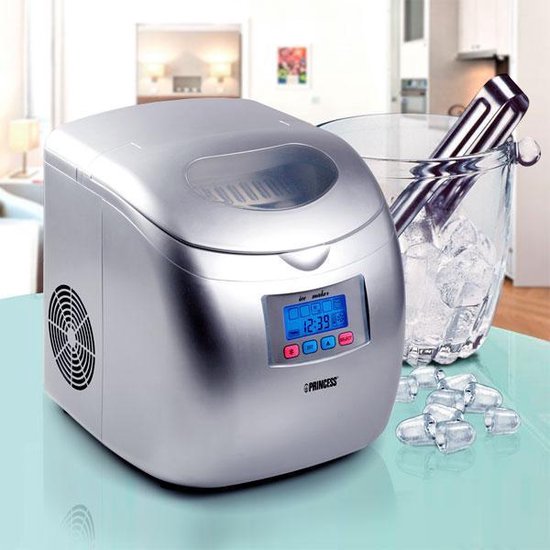 Princess Ice Cube Maker 283069 - IJsblokjesmaker - 2,8 liter - Zilver - 120W - 9 blokjes in 6 minuten - Zelfreinigingsfunctie - Met IJsschep - IJsblokjesmachine - IJsklontjes maker