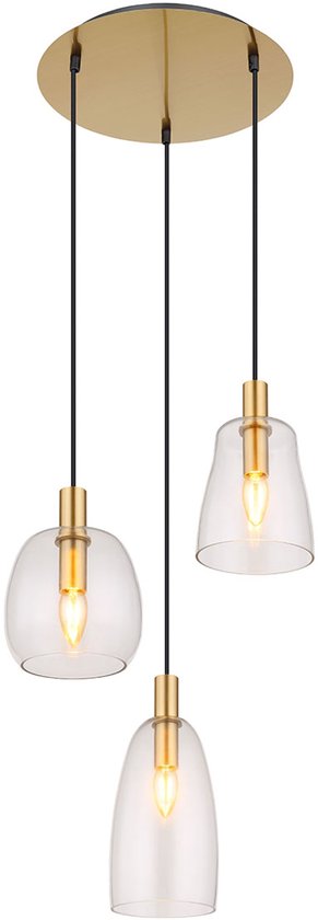 Globo - hanglamp - Garri - messing - glas - Ø 43cm - E14 - 15789-3HM