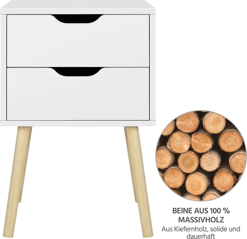 Yaheetech Set van 2 Nachtkastjes 40 x 40 x 61 cm - Wit - Houten Bijzettafels met 2 Laden