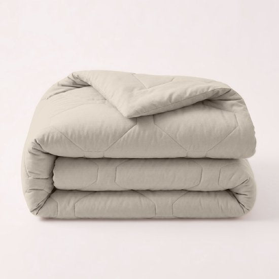 HappyBed Dekbed zonder overtrek 240x220 - Wasbaar Zomerdekbed - Bedrukt dekbed zonder hoes - Hoesloos Dekbed - Lits Jumeaux - Taupe