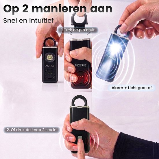 Persoonlijk Alarm - Zelfverdediging Sleutelhanger - 130dB Zakalarm met Zaklamp - Pepperspray - Oplaadbaar
