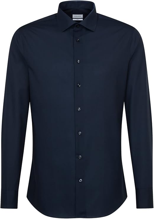 seidensticker Business Hemd Slim Fit Bügelfrei Kent Langarm heren Businesshemd (1-Pack) -  Maat 42 - Navy blauw