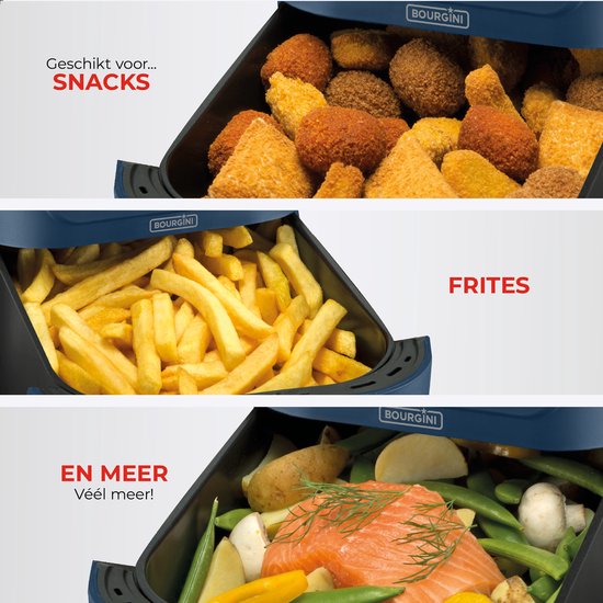 Bourgini Slimfit Airfryer XL Blauw - Heteluchtfriteuse - 5 liter - 1500W - PFAS vrij