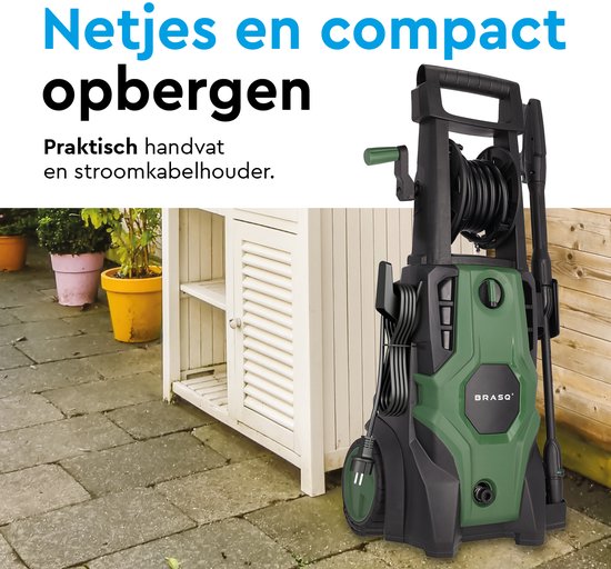 BRASQ Hogedrukreiniger Deluxe - Terrasreiniger - Hogedrukspuit – 1700W - 150 bar - 450 L/H - Complete set