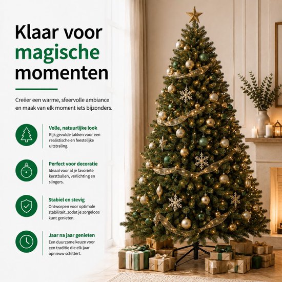 Black Box Trees Toronto Kunstboom h230xd140cm - Kerstboom met Realistische Frosted Naaldtips - Kerstversiering voor Binnen - Scharnierconstructie voor Snelle en Eenvoudige Opbouw - Groen