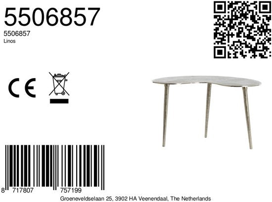 Light & Living Organische Bijzettafel Linos 67 x 49cm - Nikkel