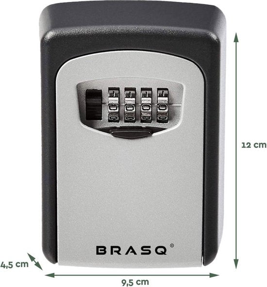 BRASQ Sleutelkluis - Sleutelkastje buiten met code - Kluisje met cijferslot - Sleutelkastje - KC500 - Grijs